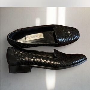 Etienne Aigner Dark Woven Slip-On Loafers